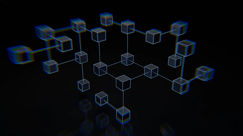Render abstrato tridimensional em tons de rosa e azul
